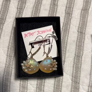 Betsey Johnson Iridescent Gold Shell Earrings